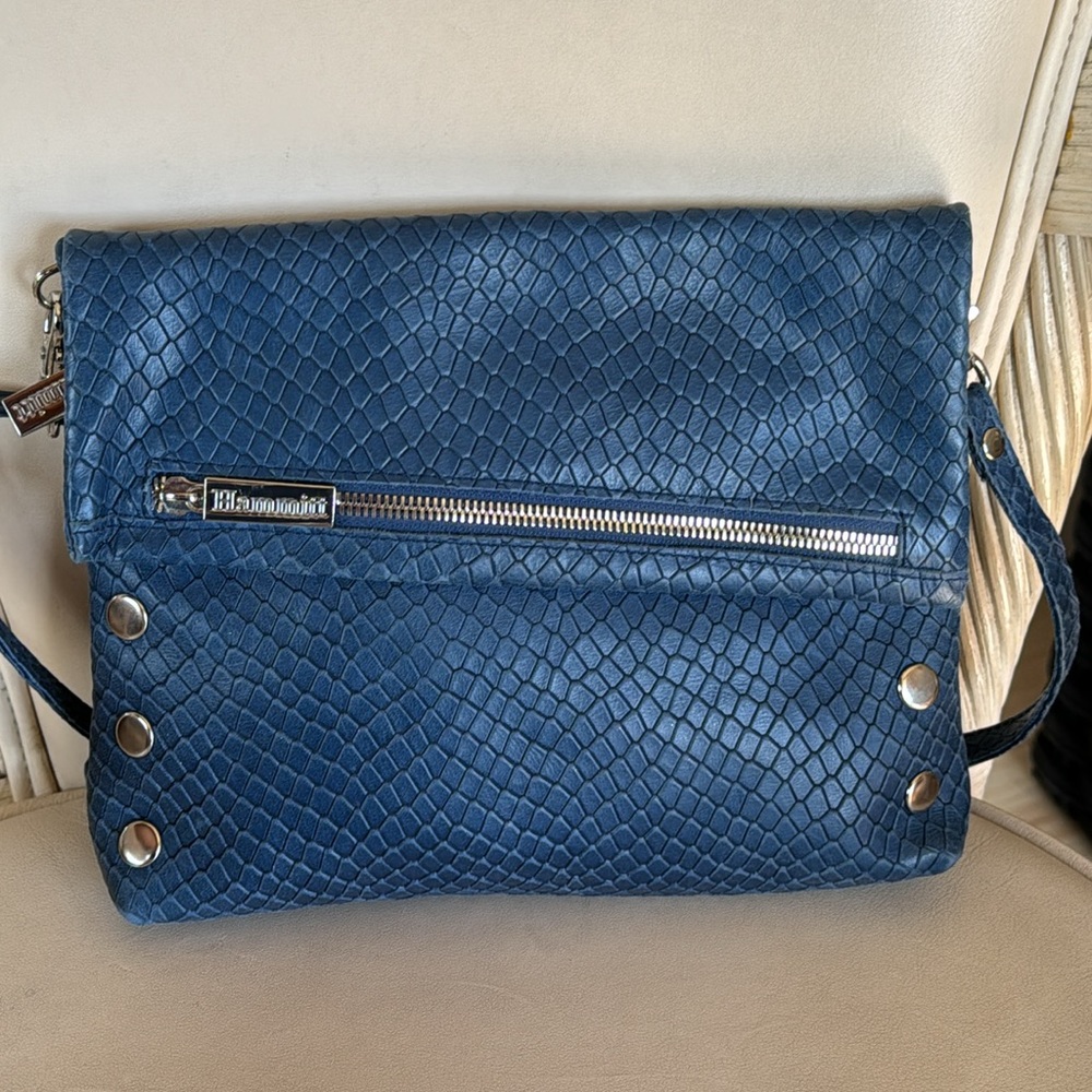 HAMMITT Los Angeles Beautiful Soft Embossed Blue Leather Crossbody! No Flaws!